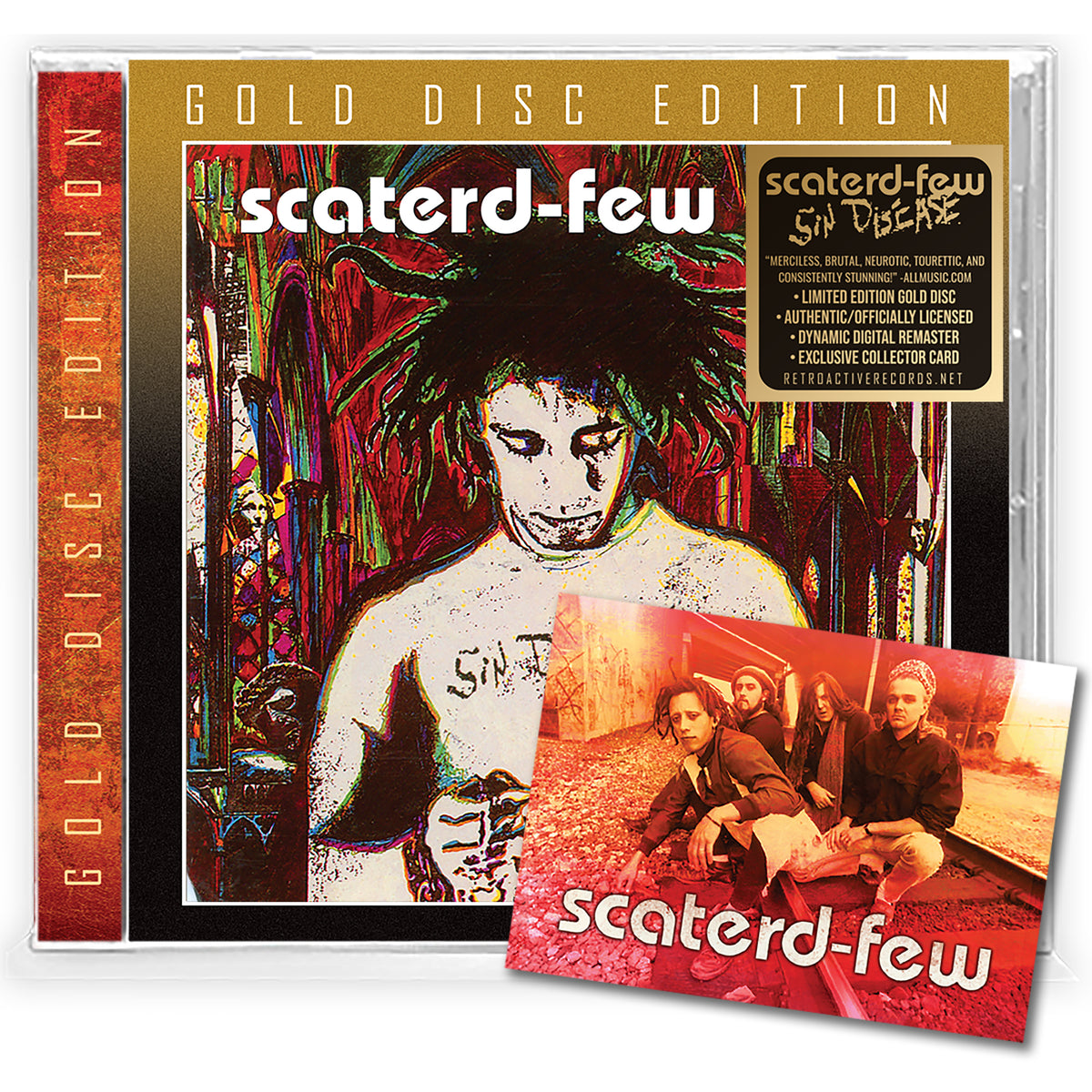 SCATERD FEW - SIN DISEASE + Ltd Collector Card (*NEW-GOLD DISC CD, 2023,  Retroactive Records) Remastered Revolutionary Rock/Metal!