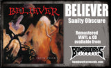 BELIEVER - SANITY OBSCURE (Blood-Red Splatter VINYL, 2024, Bombworks) ***Bumped & Bruised Jacket