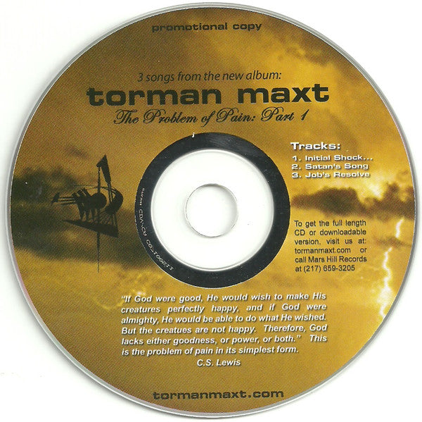 Torman Maxt – 3 Songs From The Album: The Problem Of Pain: Part 1 (CD, elite Prog rock)