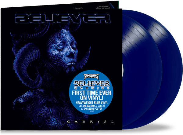 BELIEVER - GABRIEL (DOUBLE TRANSPARENT BLUE-BLOOD VINYL, Gatefold w Poster, 2021) w members from Evanescence/Living Sacrifice **Bumped & Bruised Jacket