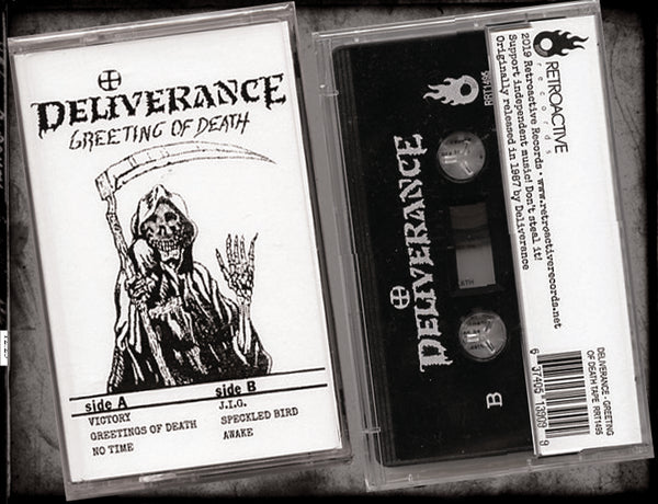 DELIVERANCE - GREETING OF DEATH (*NEW-CASSETTE, 2019, Retroactive) Limited Edition 100 Copies