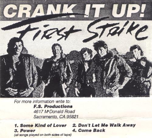 FIRST STRIKE - CRANK IT UP! 1987 Christian rock AOR Metal demo Tape